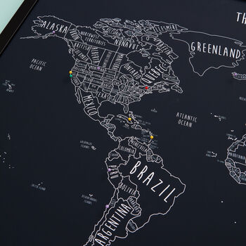 Detailed Personalised World Travel Pinboard Map, 7 of 12