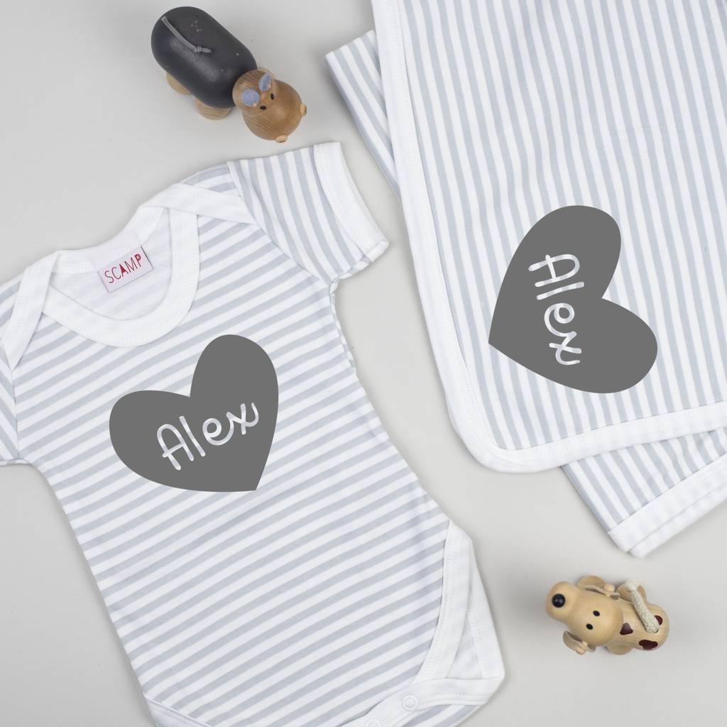 Personalised Baby Grow And Blanket New Baby Gift Set By We Are Scamp