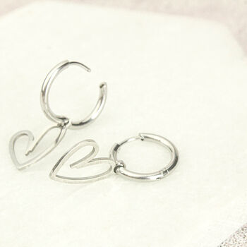 Heart Hoop Earrings In Silver Or Gold Colour, 8 of 9