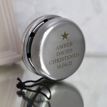 Personalised Christening Stainless Steel Yoyo With Star, 3 of 3