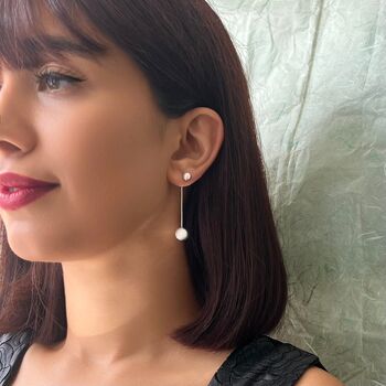 Gold Ball Drop Ear Jacket Earrings, 5 of 7