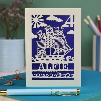 Personalised Papercut Pirate Birthday Card, 5 of 6