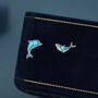 Sterling Silver Dolphin And Whale Mismatched Stud Earrings, thumbnail 1 of 12