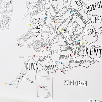 Personalised United Kingdom And Ireland Pin Board Map, 7 of 11