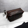 Personalised Special Date Men's Brown Leather Wash Bag, thumbnail 1 of 6