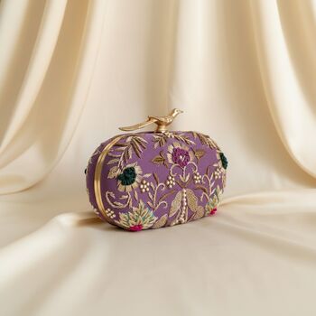 Purple Velvet Oval Clutch Bag, 7 of 8