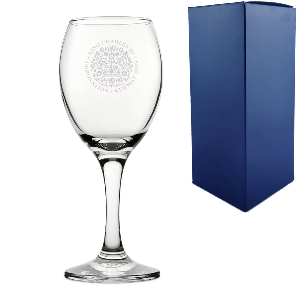 commemorative-coronation-of-the-king-white-wine-glass-by-uniqueful