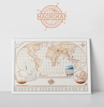 Copper Magnet Board World Map Poster, 2 of 4