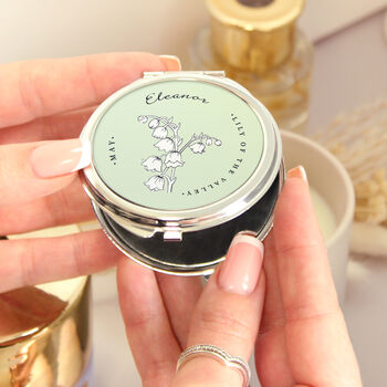 Personalised Birth Flower Round Compact Mirror, 6 of 12