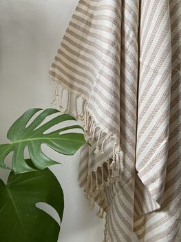 Cream Striped Cotton Sofa Throw, 6 of 6