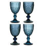 Set Of Four Sapphire Blue Glass Wine Goblets, thumbnail 2 of 5