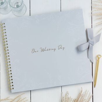 Personalised Large Floral Grey Wedding Day Scrapbook, 7 of 7