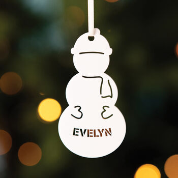 Personalised Snowman Christmas Tree Decoration, 4 of 5