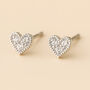 Sterling Silver Cz Heart Mini Stud Earrings, thumbnail 1 of 6