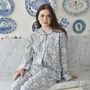 Block Printed Blue Cornflower Cotton Pyjamas, thumbnail 1 of 7