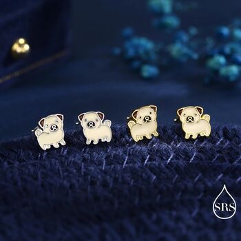 Sterling Silver Pug Stud Earrings, 4 of 12