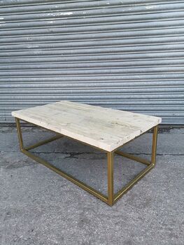Reclaimed Cube Coffee Table Tv Stand Gold 636, 4 of 6