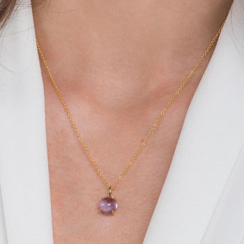 Cabachon Amethyst And Yellow Gold Plated Necklace, 4 of 12