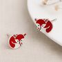 Girls Sterling Silver Red Panda Stud Earrings, thumbnail 1 of 7