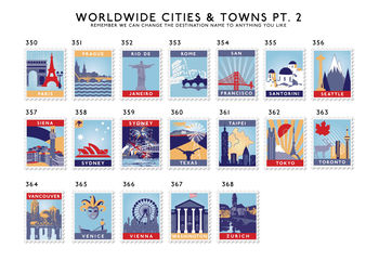 Personalised Nine Stamp Destination Print, 12 of 12