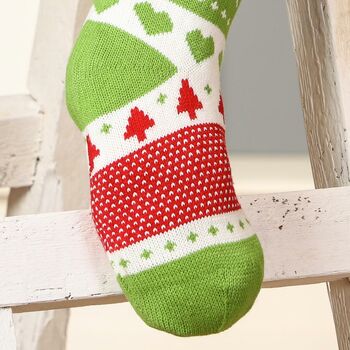 Personalised Silent Night Knitted Christmas Stocking, 6 of 7