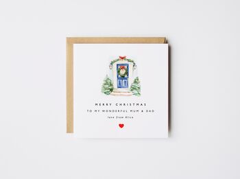 Personalised Festive Cream Door Christmas Card *Four Door Options, 2 of 4