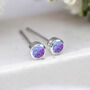 Mini Sterling Silver Violet Opal Stud Earrings, thumbnail 4 of 11