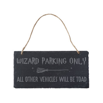 'Wizard Parking Only, All Other…' Hanging Slate Sign, 2 of 2