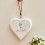 Personalised Birth Flower Wooden Hanging Heart, thumbnail 1 of 4