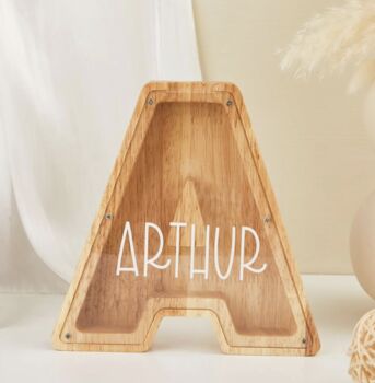 Hand Made Personalised Wooden Letter Money Boxes, 4 of 7