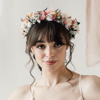 Mabel Pastel Bridal Dried Flower Crown Wedding Headband, 2 of 4