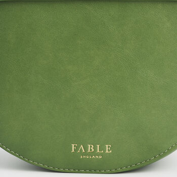 Green Fawn And Snail Embroidered Top Handle Saddle Bag, 6 of 9