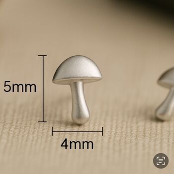 Sterling Silver Tiny Mushroom Stud Earrings, 6 of 7