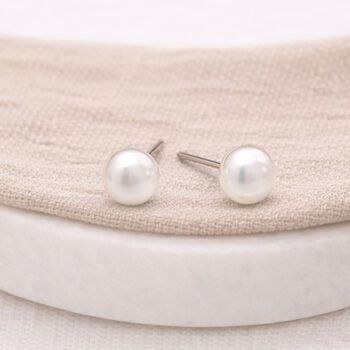 Sterling Silver White Freshwater Pearl Stud Earrings – 5mm, 2 of 10