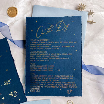 Navy And Gold Celestial Wedding Invitation, 3 of 8