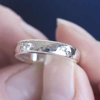 Unisex Hammered Sterling Silver Ring, 3 of 5
