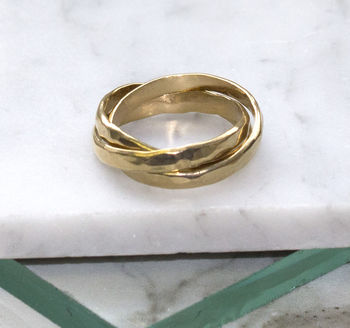 Hammered Gold Plated Silver Russian Wedding Ring, 2 of 5