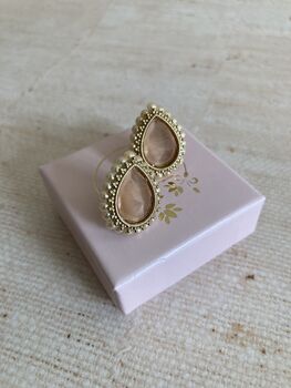Peach Gold Pearl Stud Earrings, 5 of 5