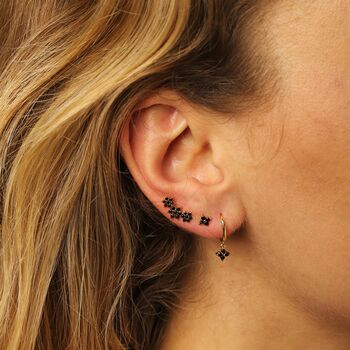 Black Crystal Flower Ear Climbers, 5 of 5
