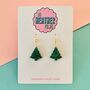 Dark Green Glitter Christmas Tree Earrings Small And Large, thumbnail 1 of 2