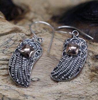 Angel Wing Earrings 925 Silver And 18 Ct Gold, 3 of 4