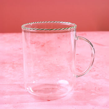 G Decor The Twist Rim Handcrafted Glassware Collection Tea Cups And Coffee Mugs In Red, Blue And Green, 5 of 7