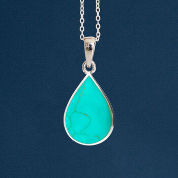 Sterling Silver Turquoise Teardrop Necklace, 2 of 12