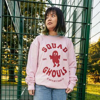 Squad Ghouls Women's Varsity Style Slogan Sweatshirt, 2 of 4