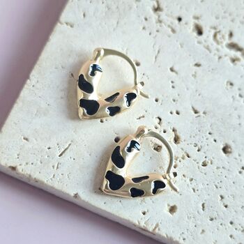 Leopard Print Heart Hoop Earrings, 3 of 4