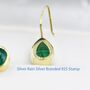 Emerald Green Droplet Drop Hook Earrings, thumbnail 8 of 11