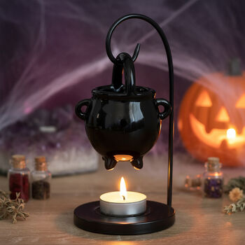 Black Halloween Cauldron Oil Burner And Wax Melter, 3 of 5