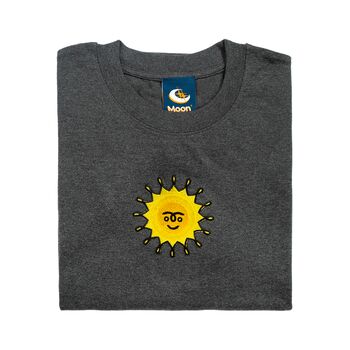 Morning Sun Embroidered T Shirt Graphite, 2 of 6