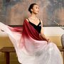 100% Mulberry Silk Scarf, Ombre Burgundy Pink White In Gift Box, thumbnail 1 of 11