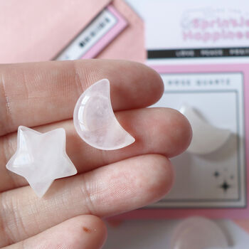 Rose Quartz Star And Moon Crystal Gift Set, 2 of 4